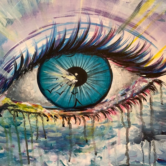 Original painting World through my Eyes painting handmade - Picture 3 of 10